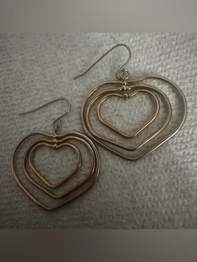 Gold-Tone Layered Heart Drop Earrings - Women Jewelry